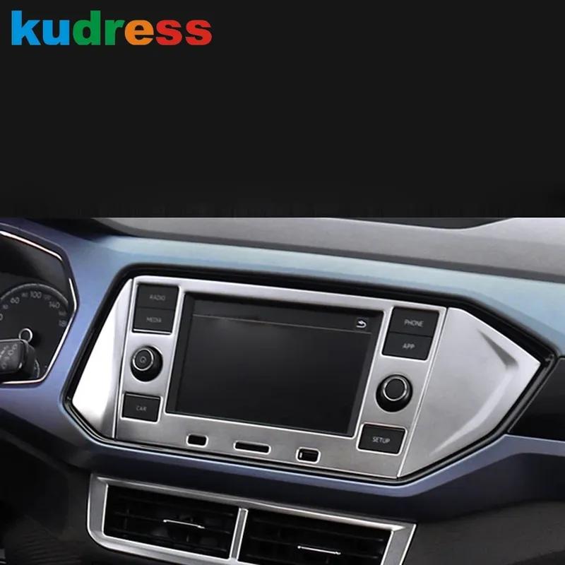 For Volkswagen VW T-cross Tcross 2018      Steel Car Navigation GPS Panel Cover Trim  Interior Accessories
