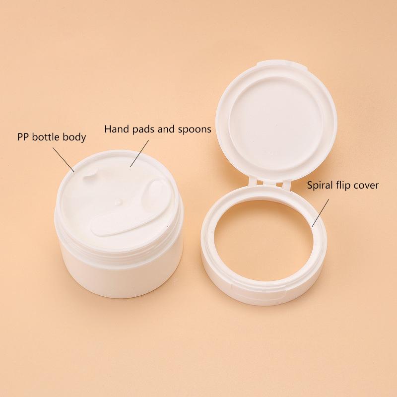 50/80/100G Refillable Bottle With Hand Pulled Mat And Spoon Face Cream Jar Cosmetic Box White Empty Plastic Flip-Top Container