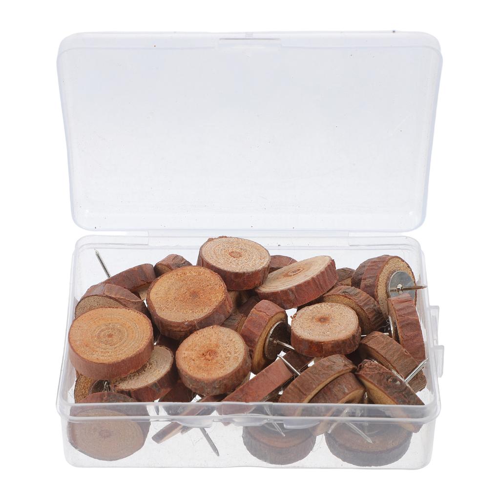 40Pcs Wooden Push Pins Flat Top Round Head Thumbtacks Decorative Cork Board Bulletin Board Map Pins for Hanging Photos Documents