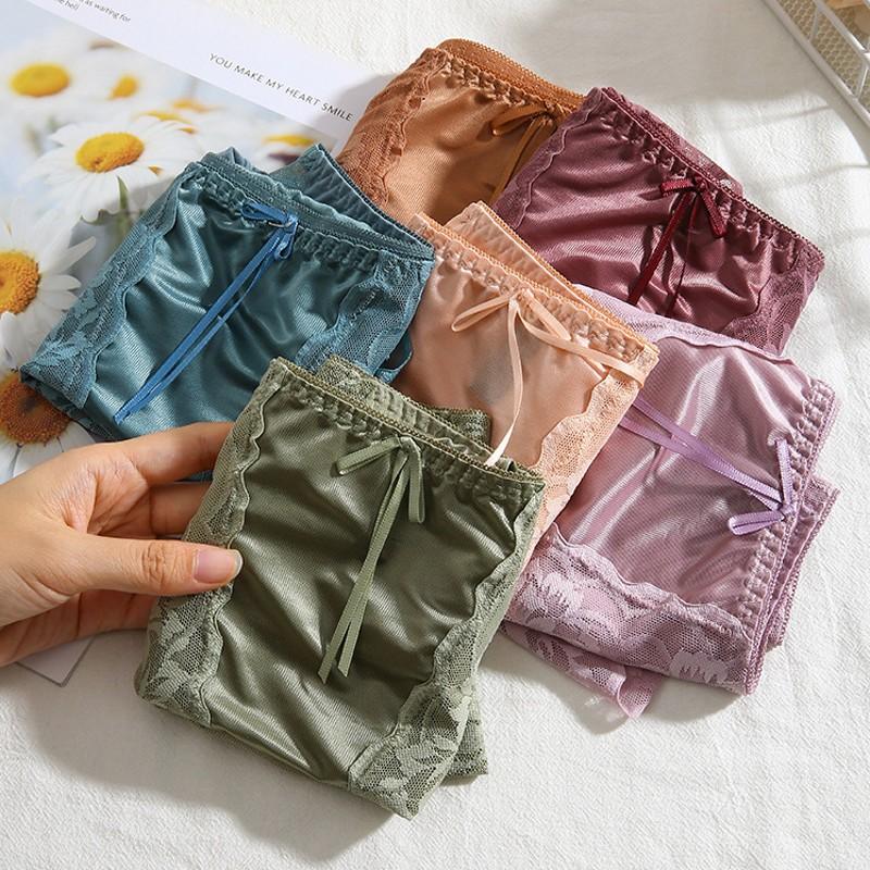 Plus Size Sexy Lace Seamless Panties High-Rised Mesh Briefs Soft Breathable Underpants Lightweight Underwear