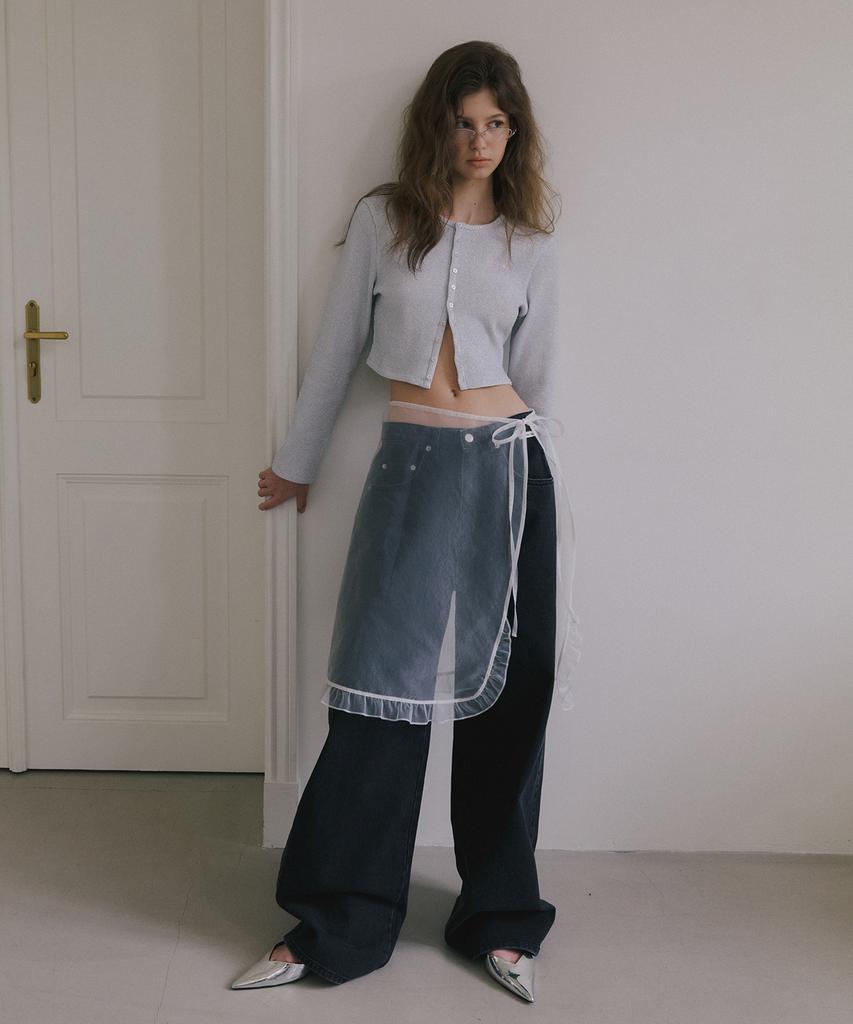 Obeodyupeulleeo Sheer Layered Wrap Skirt_White