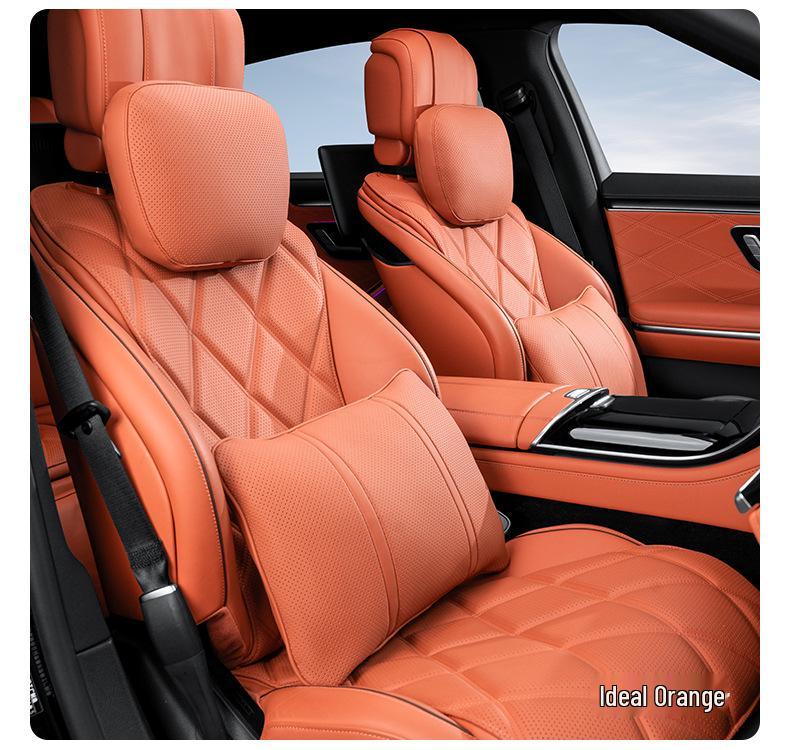 Premium Maybach S-Class Headrest & Breathable Lumbar Support Cushion