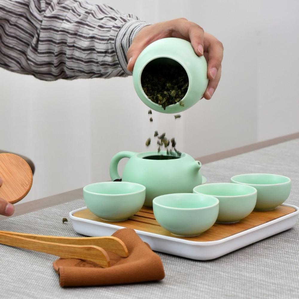 9pcs/Set Ceramic Teacup Teapot Set With 4 Tea Cup Travel Teapot Chinese Gongfu Tea Set  Picnic