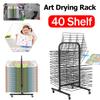 40 Shelf Art Storage Rack with 4 Caster Locking Wheels Paint Drying Stand Rack with Removable Shelves for Canvas Artwork Prints