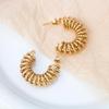 Gold Titanium Steel Hollow Pattern Retro Earrings