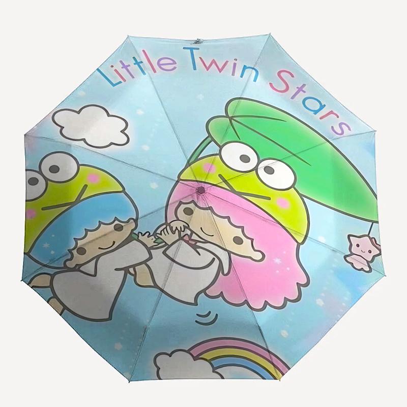1pc Little Twin Stars Automatic Opening/Closing Umbrella - Portable Three-Fold Design with 8-Bone Iron Frame, Perfect for Outdoor Use, Festive Gifts,