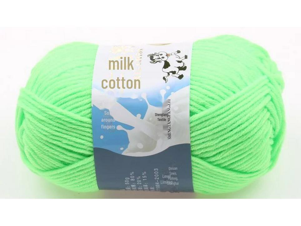 5-Strand Milk Cotton Baby Wool Hat & Scarf Hand-Woven Medium-Thick Yarn Set