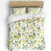 Watercolor Lemon Fruit White Yellow Duvet Cover With Pillow Case Custom 3pcs Bedding Set Quilt Cover Double Bed Home Textile