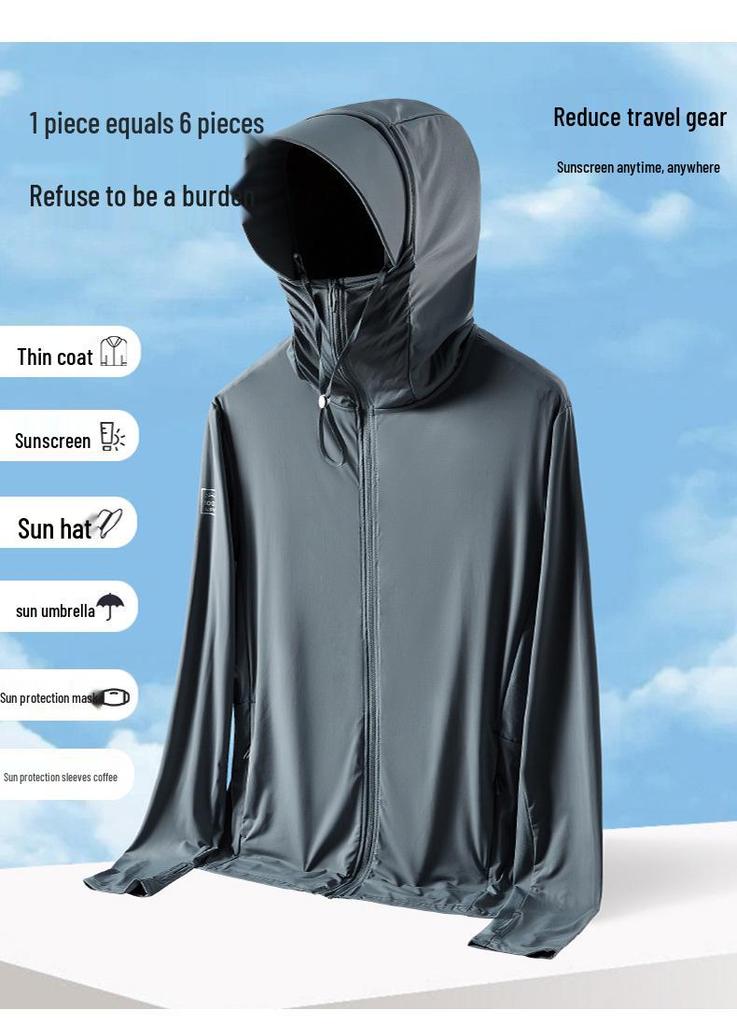 Hooded Ice Silk UV Protection Jacket for Men & Women - Summer Breathable, Lightweight, and Sun Protection Clothing for Outdoor Activities