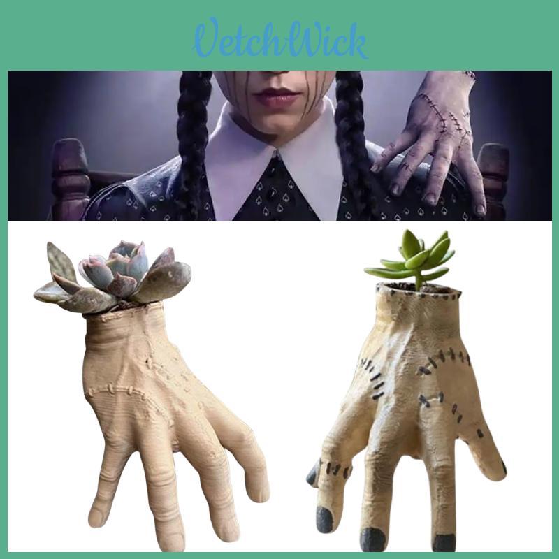 Wednesday Addams Thing Resin Garden Plant Pot With Rustic Finish For Outdoor Decor And Gift Giving