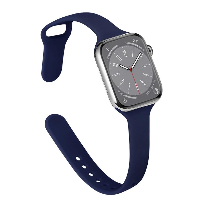 Slim Strap for Apple Watch Band 44mm 40mm 38mm 42mm Ultra 49mm Silicone Bracelet Correa iWatch Series 6 Se 5 4 3 7 8 45mm 41mm