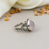 925 Sterling Silver Rose Quartz Pear Shape Gemstone Ring For Women
