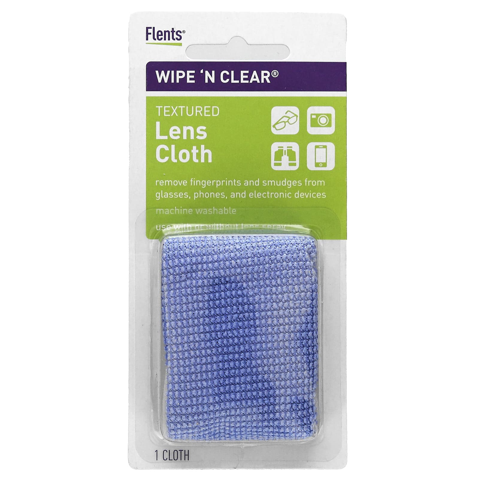 

Wipe N Clear, Текстурированные салфетки для линз, 1 салфетка
