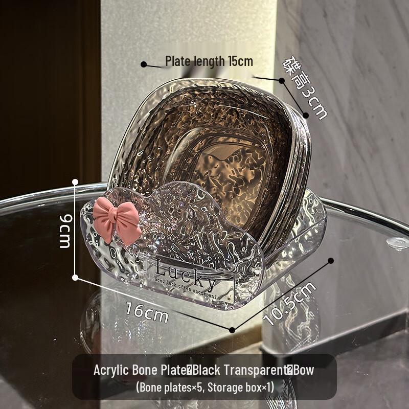 Water Ripple Square Bone Dish 5-piece set with Cloud Base & Bow