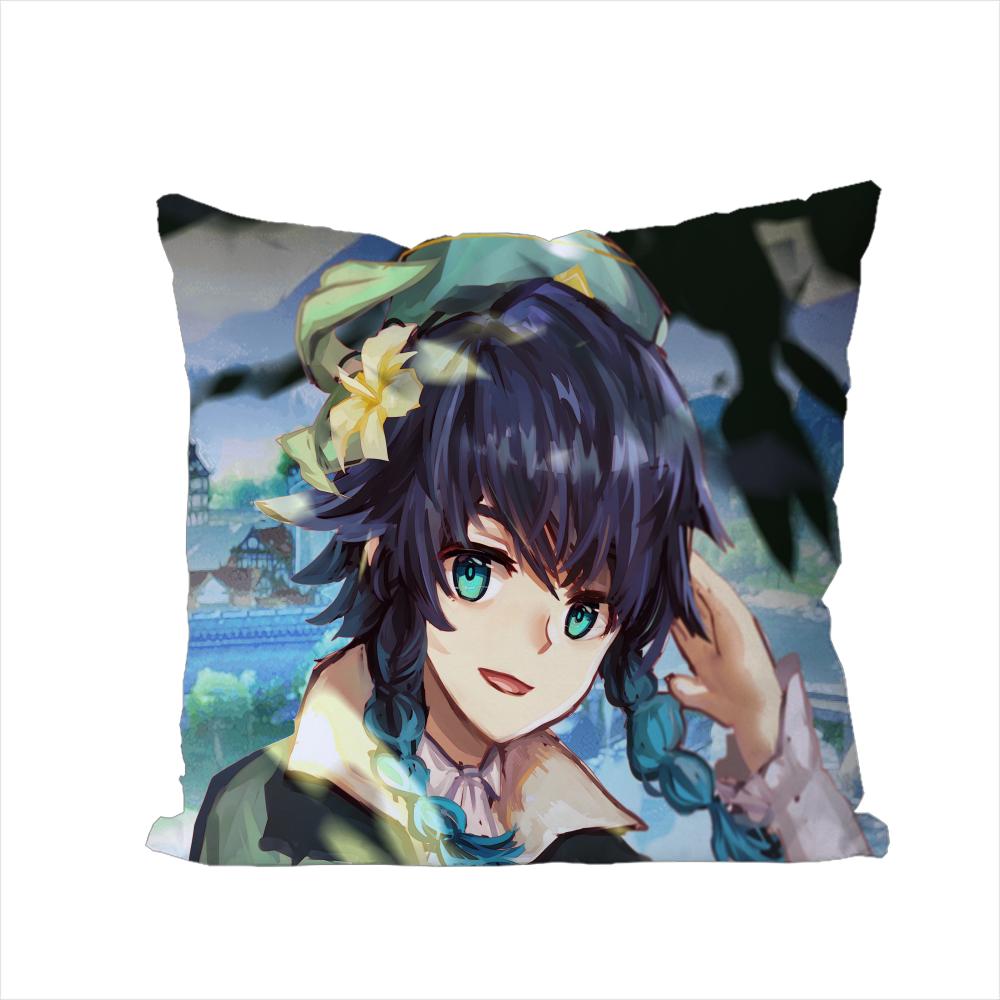 Genshin Impact Pillow Case For Car Sofa Decorative Home Doublesided Print Plush Square Throw Pillow Cushion Cover