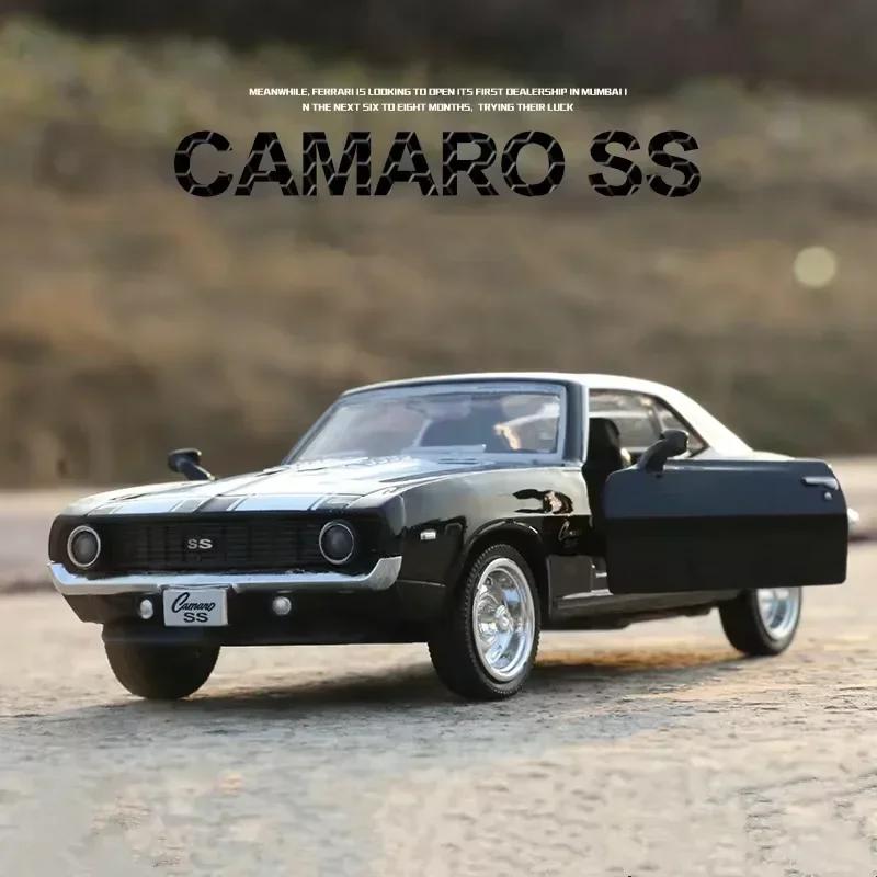 1:36 Chevrolet USA 1969 Camaro SS Vintage Matt Schwarz Diecast Metall Auto Modell Spielzeug Für Sammlung Geschenk Kinder A318