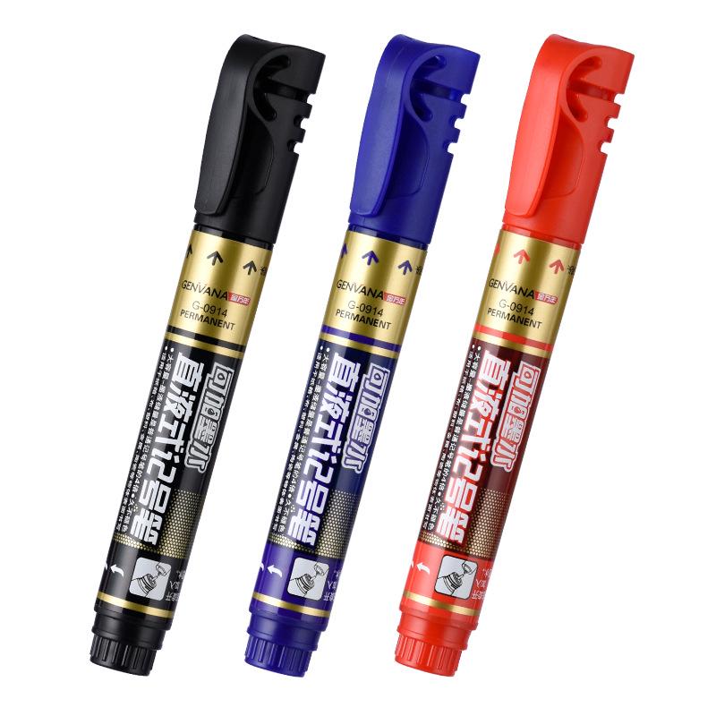 Jin Wan Nian Large-Capacity Direct-Fill Black Oil-Based Marker with Press-Activated Thick Tip