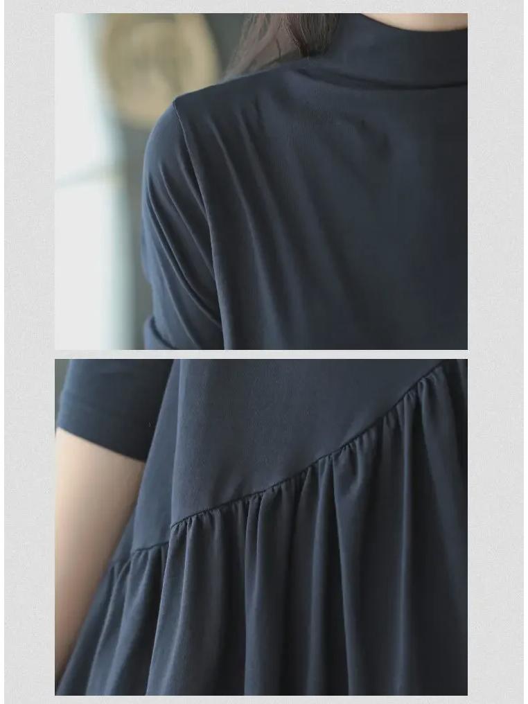 2021 Women's Retro Spring Dresses: Loose Mid-Length, Half-High Collar, Age-Reducing, Stylish & Slim Fit