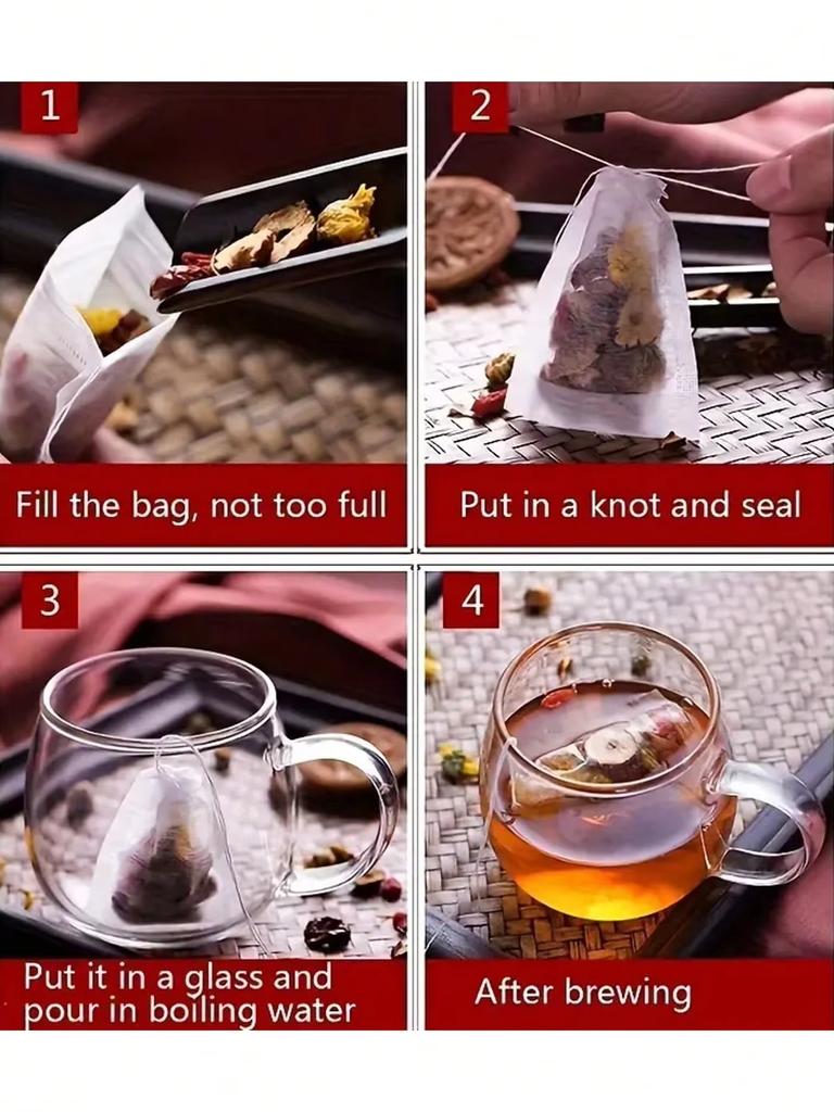 100pcs Disposable Tea Bags Filter Bags S-XL Non-woven Fabric Spice Filters Teabags for Tea Infuser with String Heal Seal Food