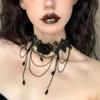 Gothic‑Style Women Choker Necklace, Halloween Lolita‑Vibe Accessories Necklace With Black Lace And Flower‑Shaped Elements