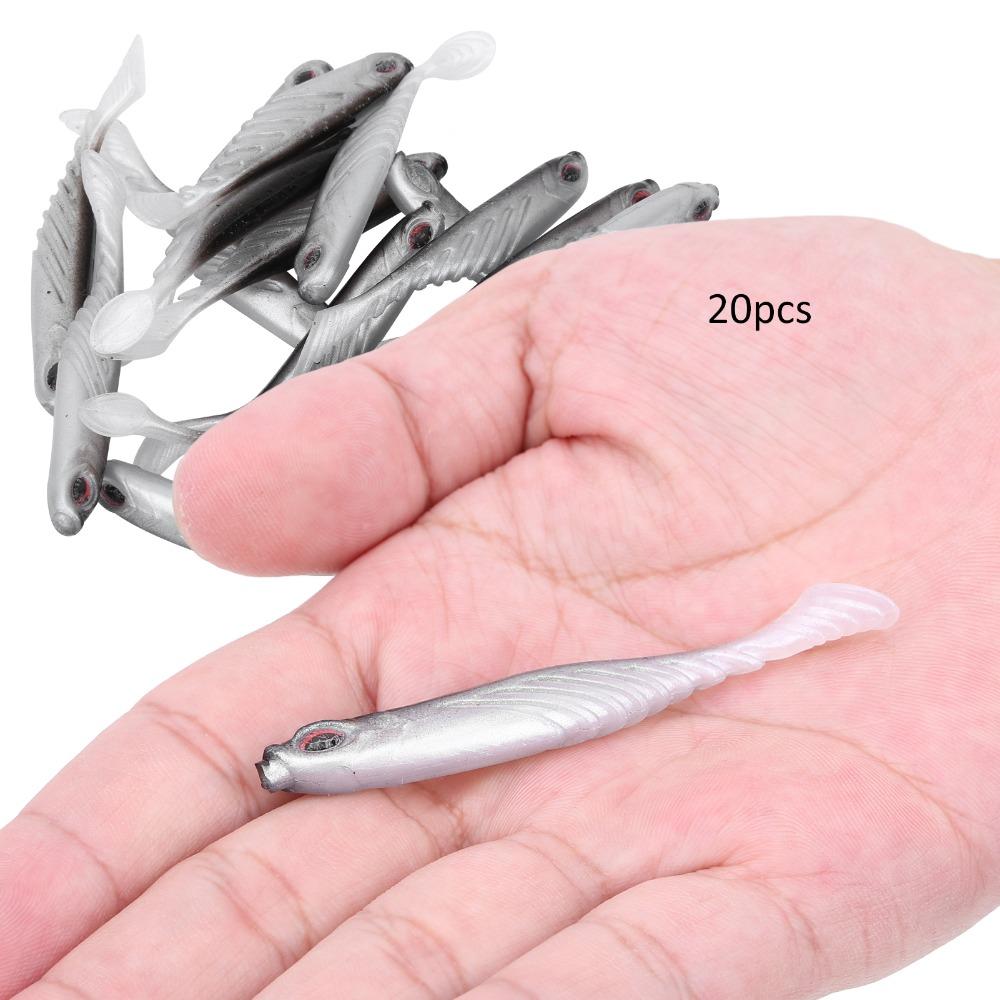 20PCS PVC Artificial Fishing Lures T Tail Fishing Baits Durable Fishing Lures  Bass Fishing