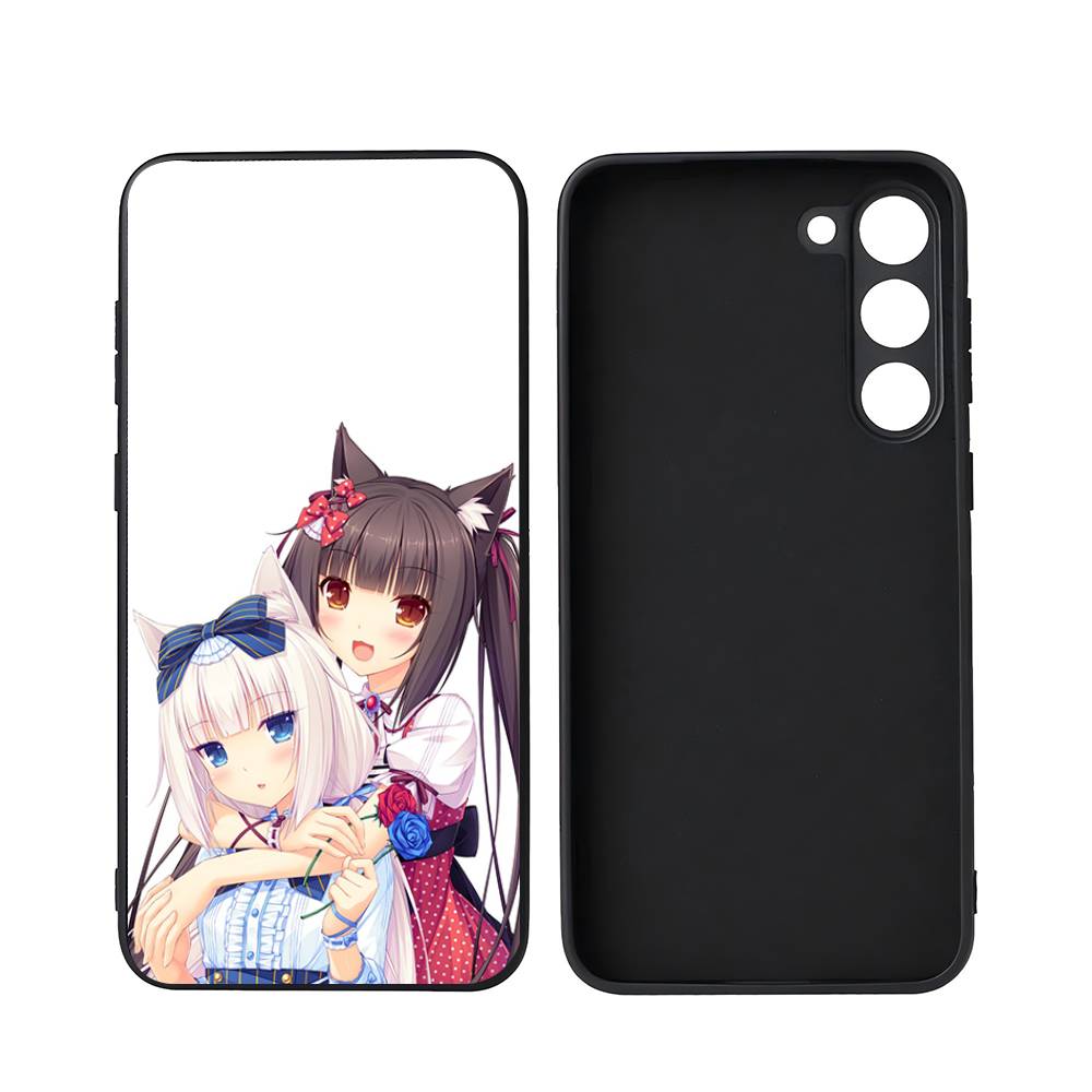 N-NEKOPARA Luxury Black Phone Case For Samsung Galaxy S23 S24 S25 Ultra S22 Plus S21