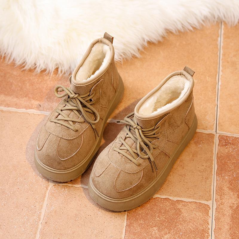 Outdoor casual versatile platform snow boots women's winter velvet thickened new mid-tube cotton shoes