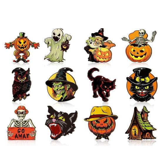 Halloween Wood Ornament For Tree Vintage Hanging Decoration Pumpkin Witch Black Cat