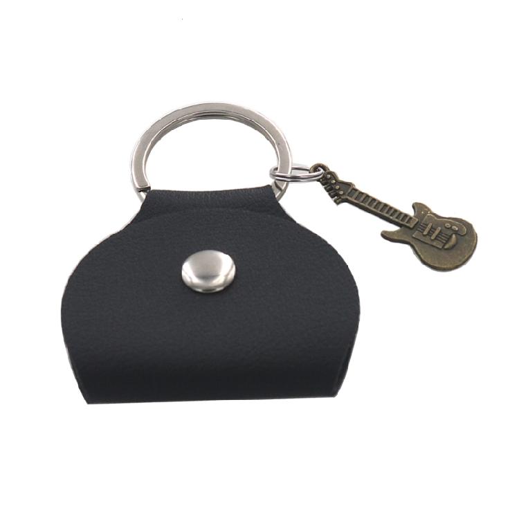 PU Leather Guitar Pick Holder Keychain Pick Cover Pouches Portable Plectrums Bag