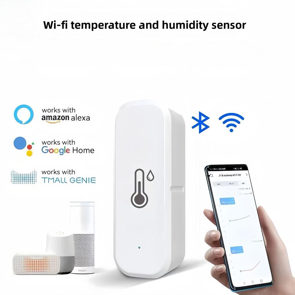 Multifunctional Wireless Temperature & Humidity Sensor Real-Time Home App Monitoring Voice Control Via Alexa & Google Assistant Thermometer for Home
