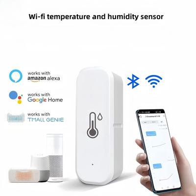 Sensor Inalámbrico Multifuncional de Temperatura y Humedad Monitorización en Tiempo Real a través de App Doméstica Control por Voz a través de Alexa y Google Assistant Termómetro para el Hogar