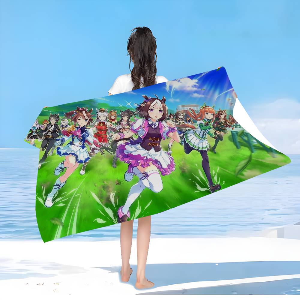 Umamusume Pretty Derby Anime Microfiber Beach Towel Absorbent Quick Dry Soft Yoga Swimming Resort Mountain Climbing Towel