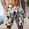 Men s Plus Size Abstract Printed Beach Shorts Drawstring Waist Side Pockets Straight Leg