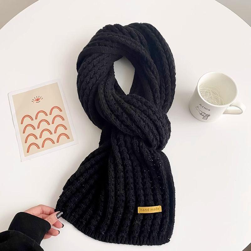 Winter Women's Versatile Korean Style Knitted Wool Red Scarf High-end Christmas Gift Couple Neck Warmer