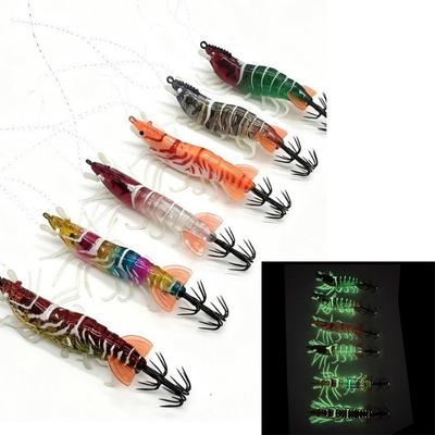6.6g 80mm Squid Jig Artificial Calamar Luminous Slow Sinking Lure Wood Shrimp Sea Fishing Lures Cuttlefish Fishing Sea Fishing
