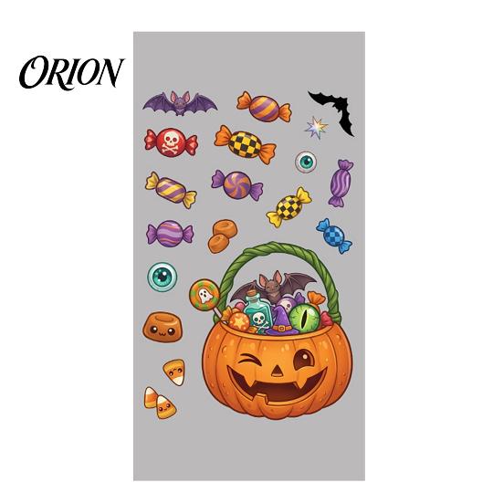 Home Window Ornaments Halloween Cartoon Cling Stickers, Ghost Pumpkin Candy Glass Decals, Self-Adhesive Removable Party Venue Backgrounds Art