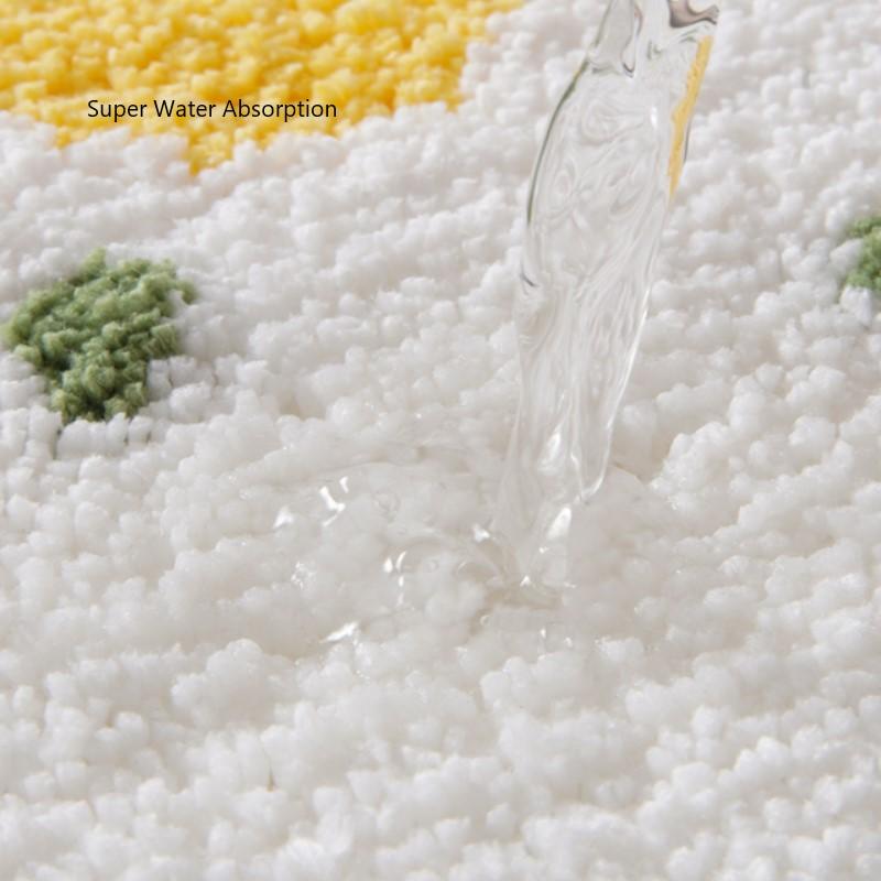 Inyahome Flower Bathroom Rugs Mat with Soft Superfine Fiber Non Slip Durable Bedroom Mats Machine Washable Door Mats for Bathtub