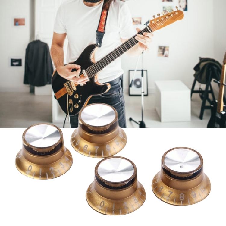 4 Stück Gitarren-Geschwindigkeitsregler-Knöpfe Elektrische Gitarre Topfhut-Knöpfe Kunststoff Gitarren-Lautstärke- und Tonregler-Knöpfe Einfach zu bedienen