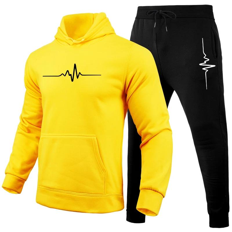 Casual Simple Print Men's Hooded Suit Fashionable Loose Sport Wear Men’s