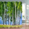 Woodland Shower Curtain Birch Trees In The Forest Natural Outdoor Scenery Polyester Fabric Bath Curtains Bathroom Decoration