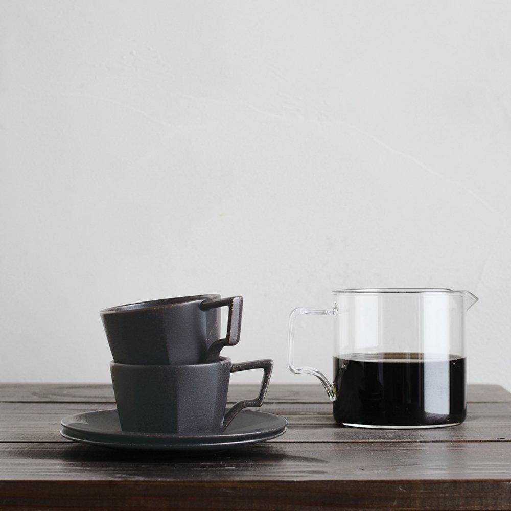 KINTO OCT Cup Microwave and Dishwasher 28894 & Saucer, 220ml, Black, Safe, Gift,