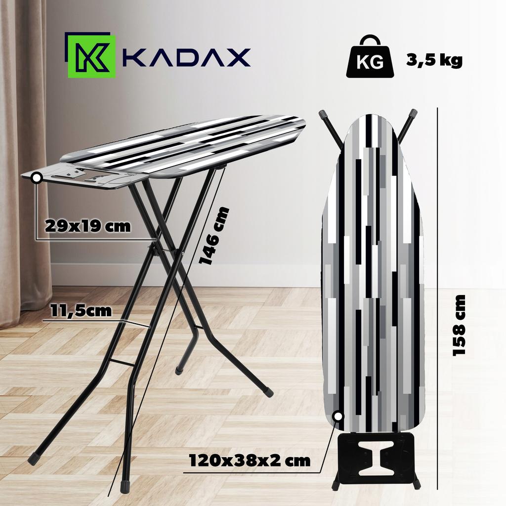 KADAX Folding Ironing Board 120x38cm Lightweight Iron Holder Standard