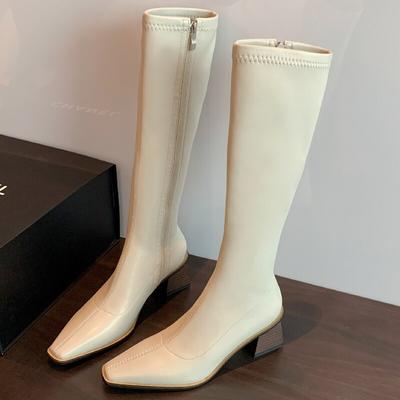 Fashion Zipper Women 'S High Boots Leather Elegant Thigh High Boots Female Fashion Party Shoes Autumn Winter Designer