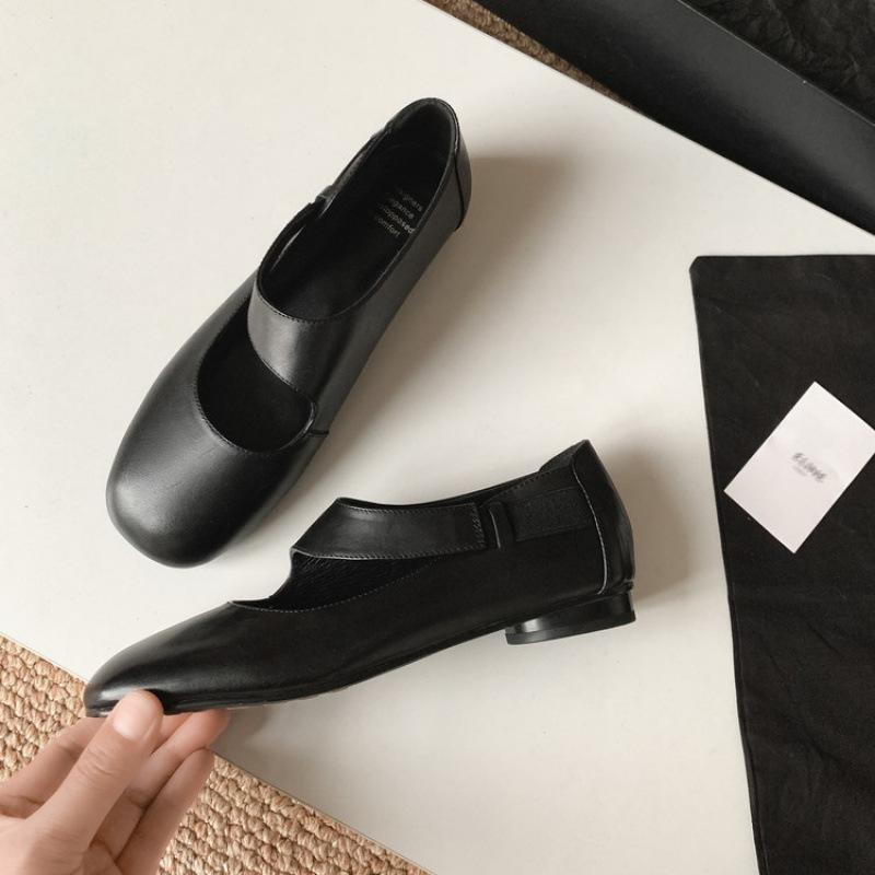 

Новая всесезонная обувь одинарная женская удобная повседневная обувь одинарная из коровьей кожи с низким верхом и мелким вырезом, мягкая подошва из говяжьей кожи, большой размер, овчина 40 чёрный