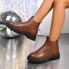 2025 New Autumn &Winter Style - Solid Color Chunky Heel Platform  Boots European and American Women's Fashion Ankle Boots