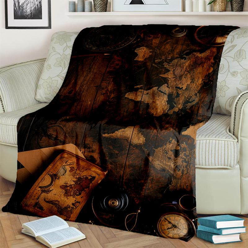 29 Style New Retro Marine Nautical Chart Compass Map Blanket,Soft Throw Blanket for Home Bedroom Bed Sofa Travel Office Cover