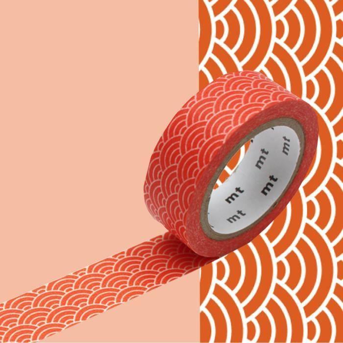 Masking Tape - MT - vague seigaiha - orange - Papier - 1 pièce