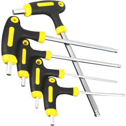KEWAYO 5-Piece Set of T-Shaped Hex Wrenches with Long Ball Point, Chrome Vanadium Steel, 2.5mm/3mm/4mm/5mm/6mm, for Repairs, Cars, Machinery, and Moto