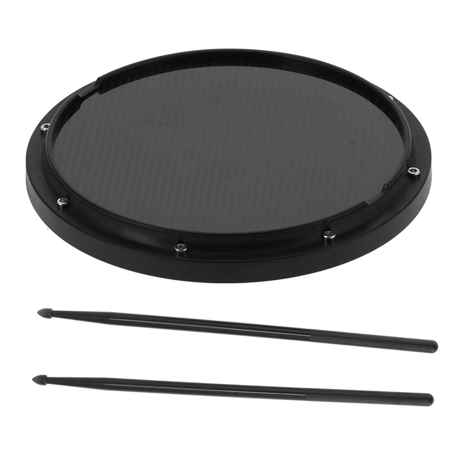 

12-дюймовый коврик для ударных инструментов из углеродного волокна с противоскользящим амортизирующим эффектом и барабанными палочками(Цвет морской волны