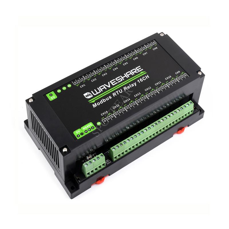 Modbus RTU 16-Channel RS485 Relay Module, Industrial Grade, DIN-Rail Enclosure